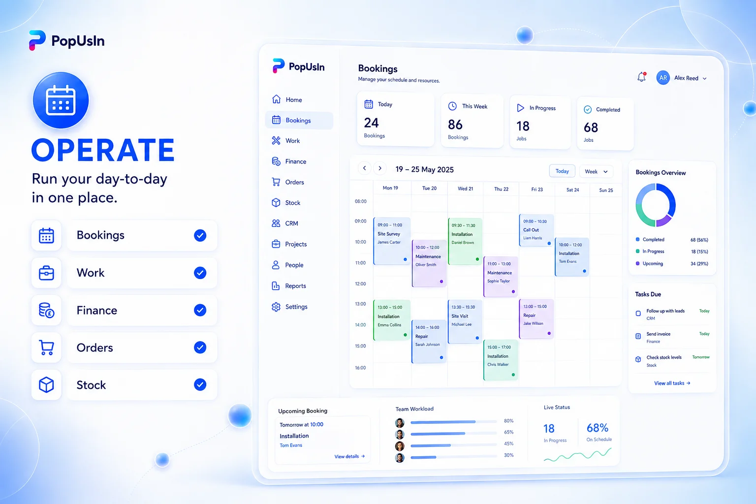 PopUsIn Operate dashboard